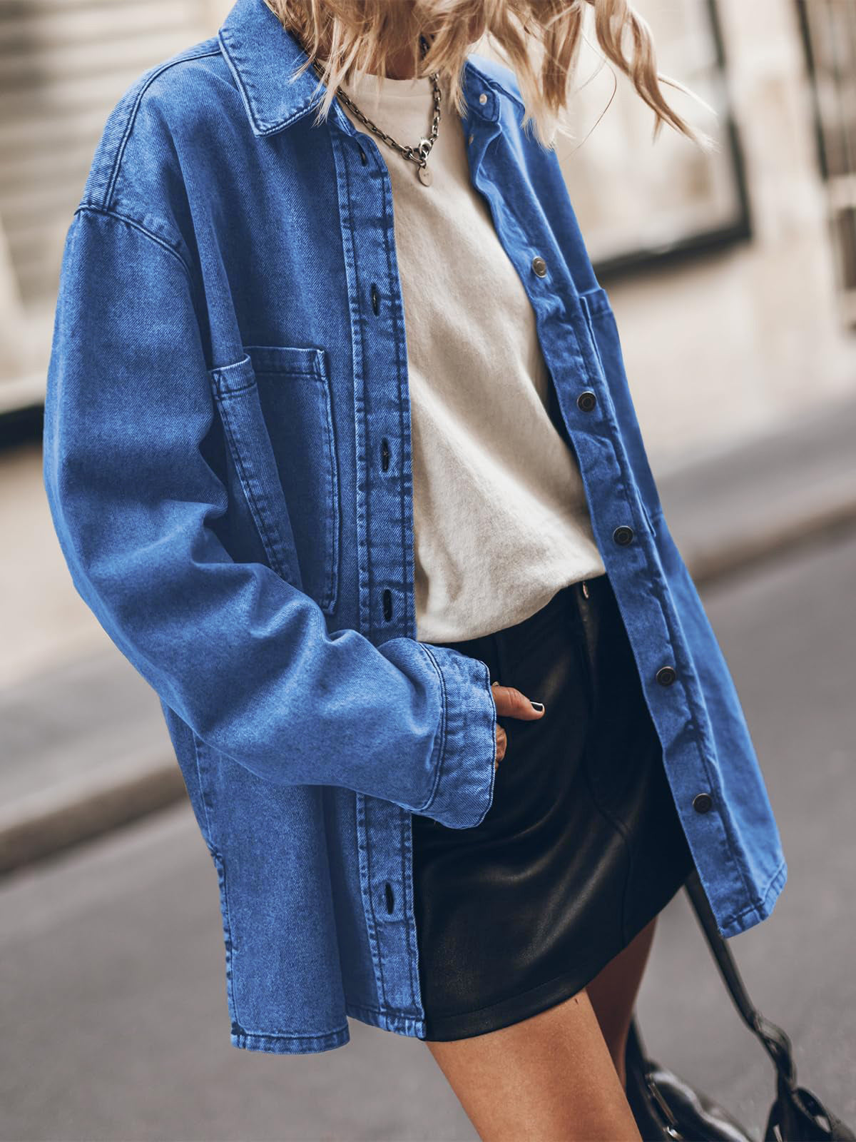Women's Oversized Denim Jacket Trendy Summer Clothing