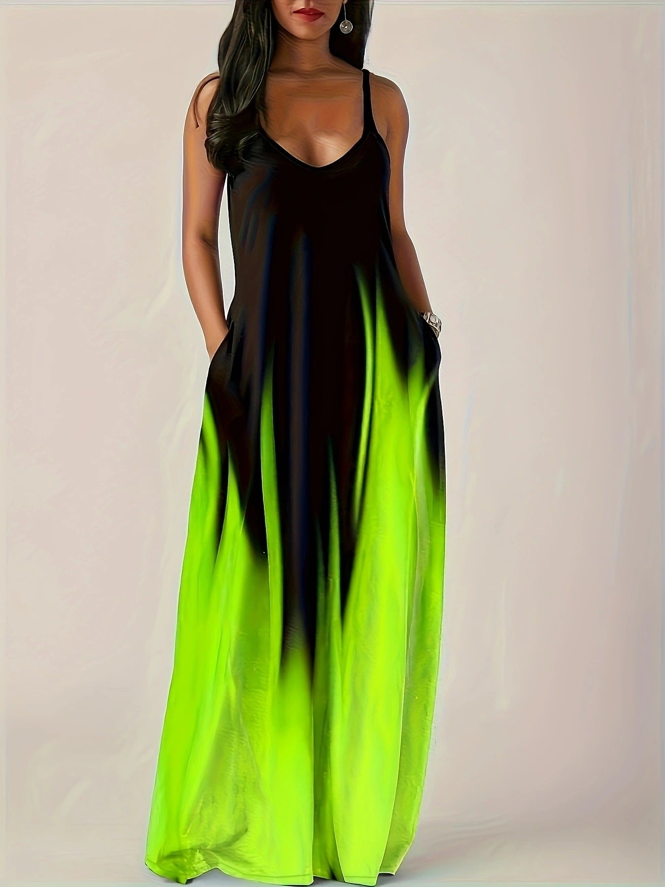 Women's Elegant Maxi Dress with Side Pockets