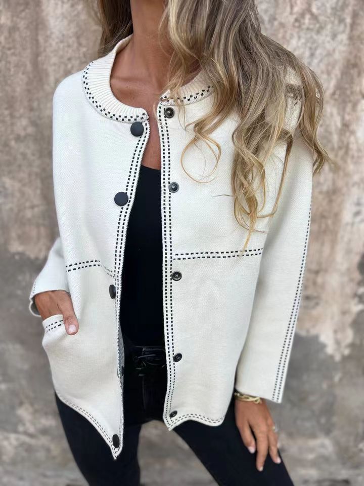 Soft Cardigan Loose Fit Round Neck
