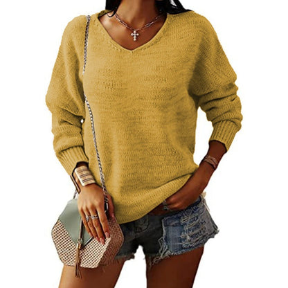 Women's Sweater Fine Knit V-Neck Elegant
