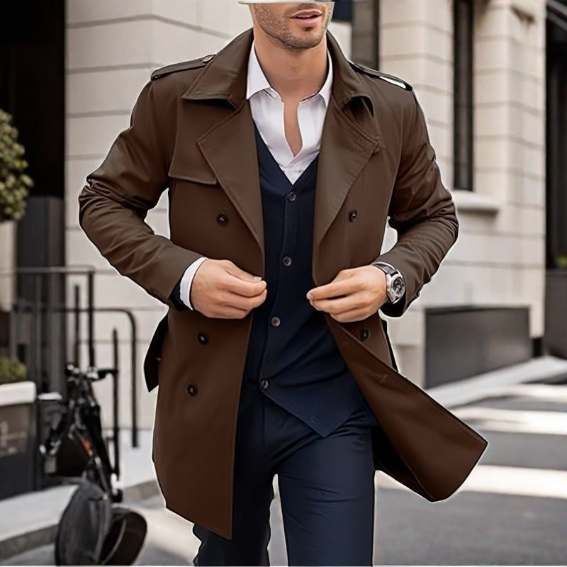 Men's Classic Trench Coat With Pockets