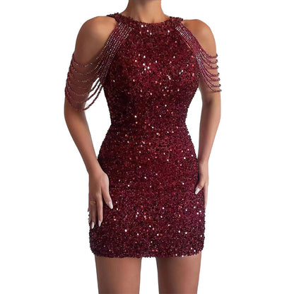 Women's Evening Dress Glittering Elegant Spaghetti Straps