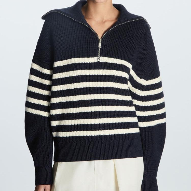 Women's Knitted Jumper Navy Chic Style