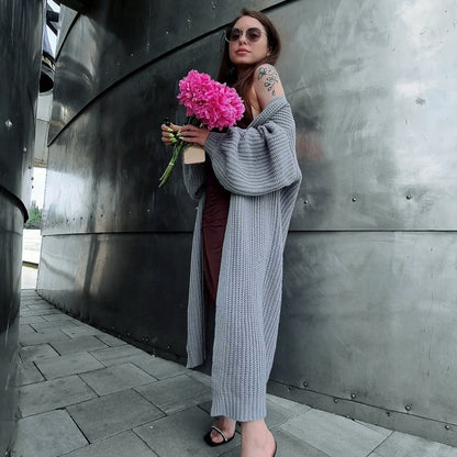 Large Cardigan Oversized Wool Fabric Open Front