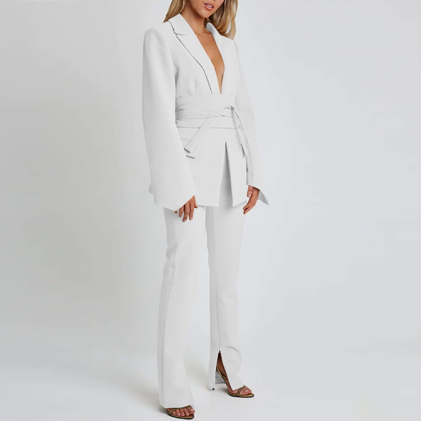Women's Long Elegant Blazer Cut with Pockets
