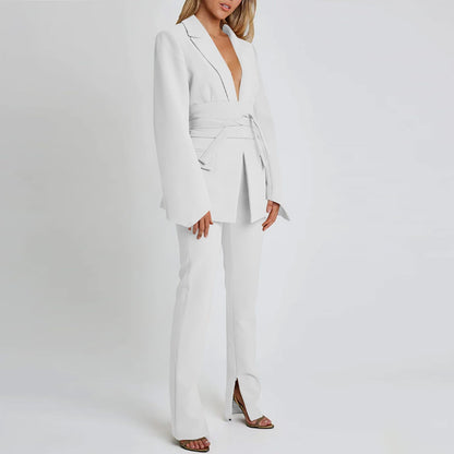 Women's Long Elegant Blazer Cut with Pockets