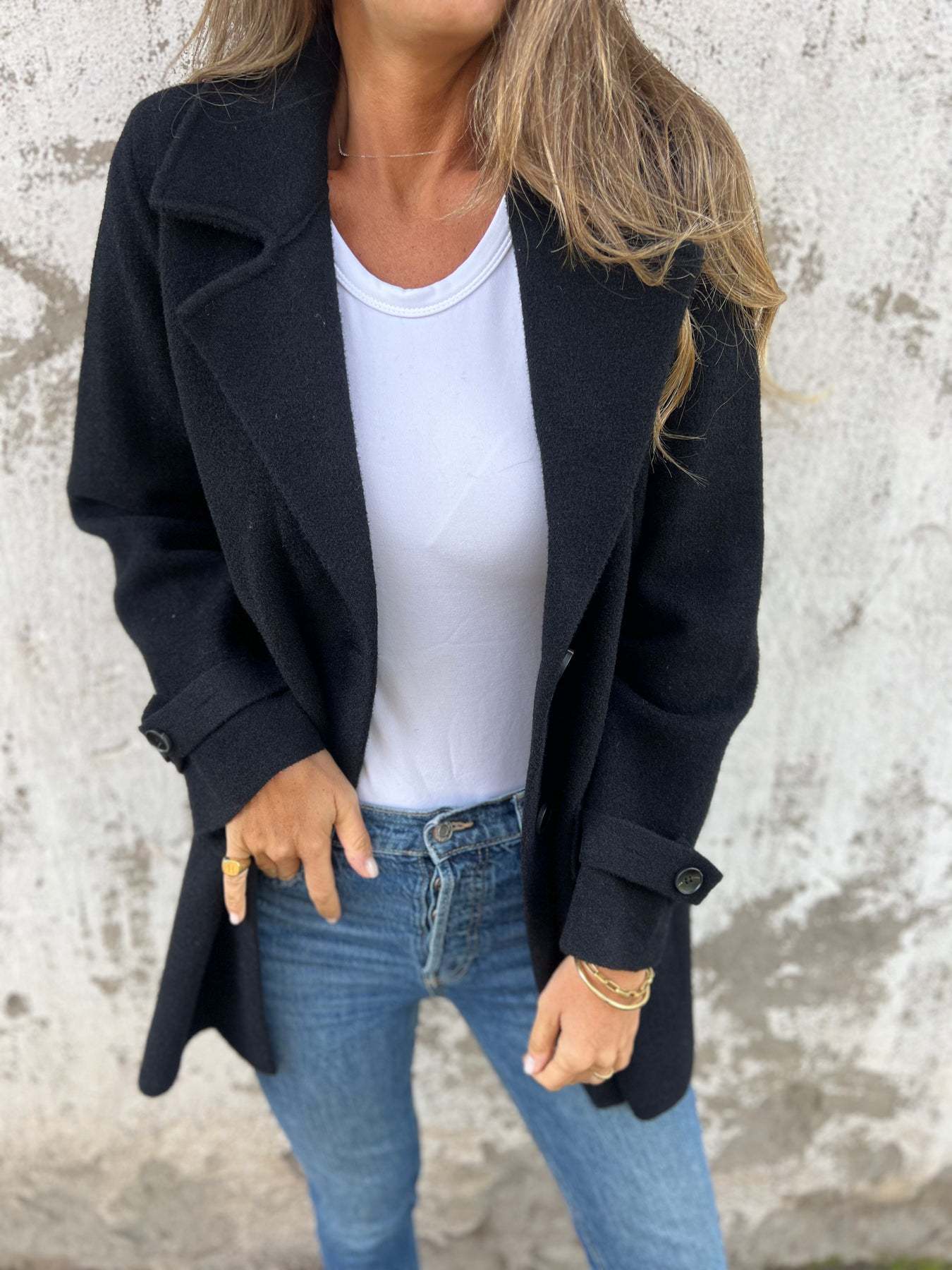 Women's Classic Wool Blazer Lapel Collar