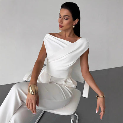 Damen Oberteil Elegant Asymmetrisch Schnitt - IdealeKleiden