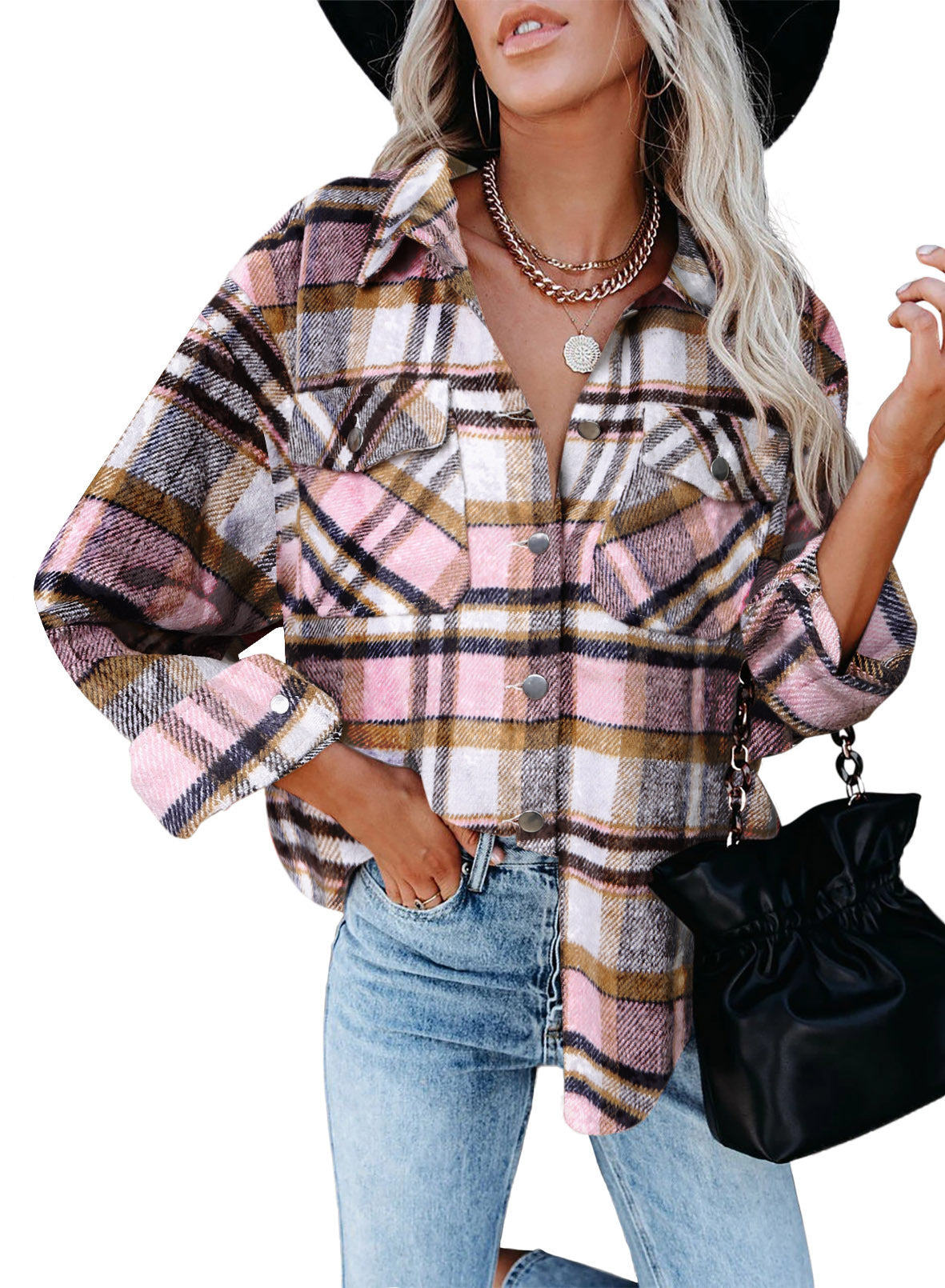 Women's Flannel Plaid Blazer Soft & Comfortable