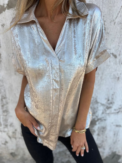 Women's Satin Blouse Elegant Glossy Finish