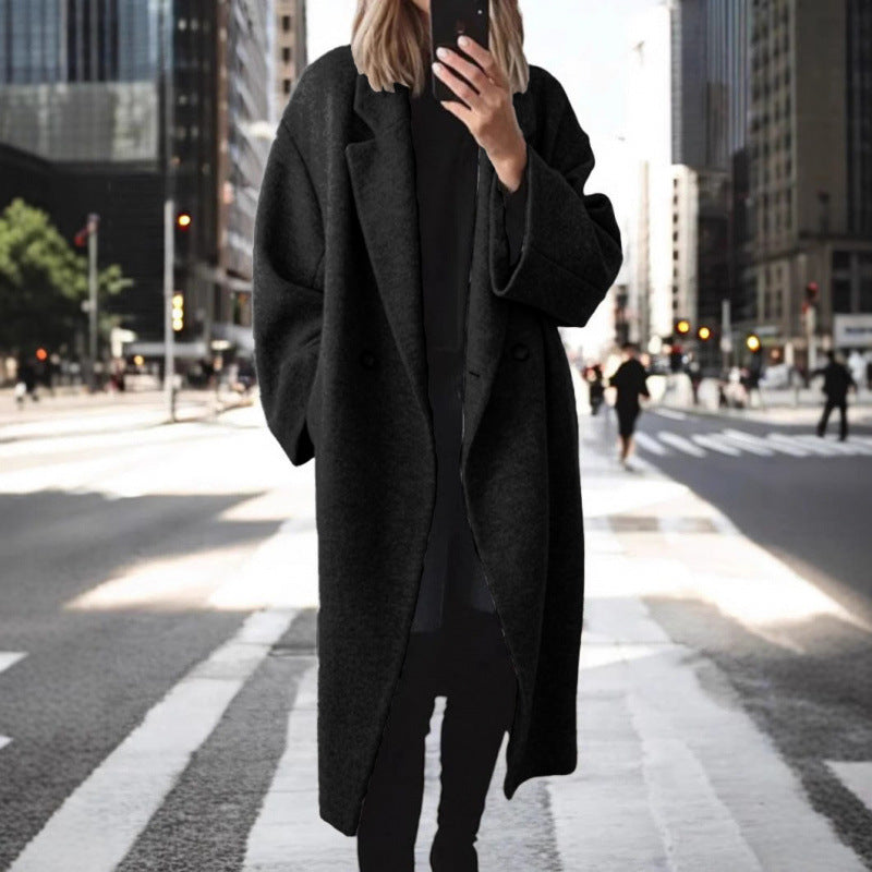 Damen Oversize Wollmantel Stilvoll Warm