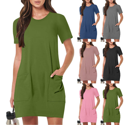 Damen Leichtes Sommerkleid mit Taschen - IdealeKleiden