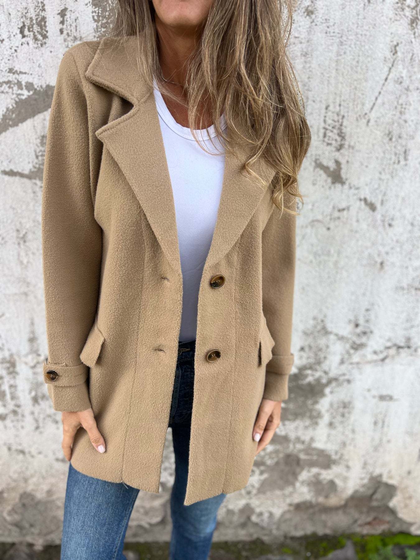 Women's Classic Wool Blazer Lapel Collar