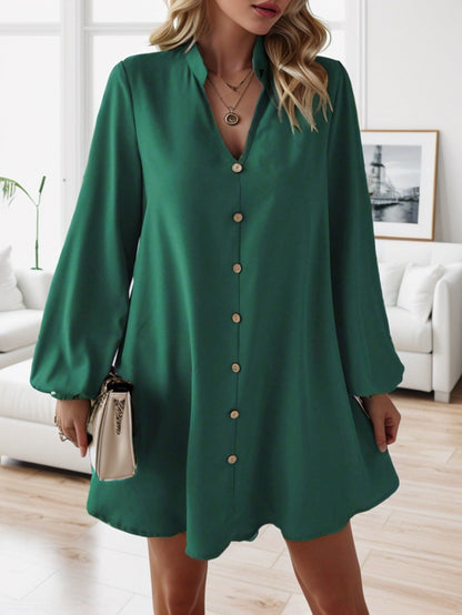 Women's Short Dress Elegant Puff Sleeve Design