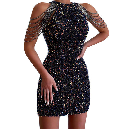 Women's Evening Dress Glittering Elegant Spaghetti Straps
