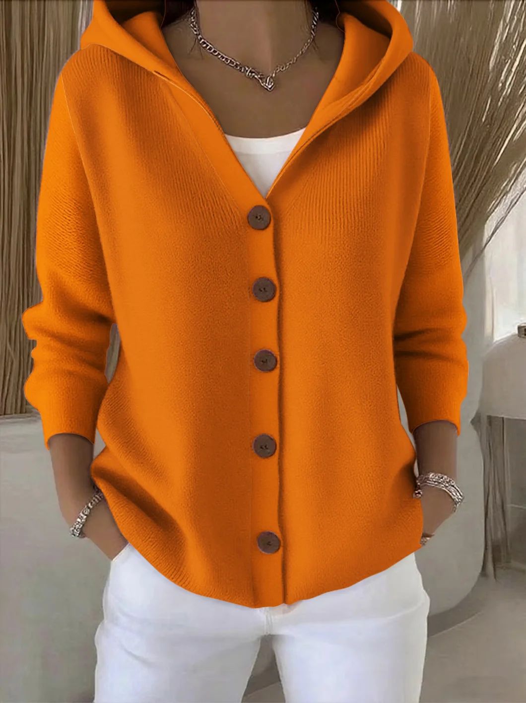 Women's Cardigan Hooded Modern Casual