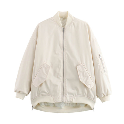 Women's Sporty Casual Bomber Jacket with Pockets