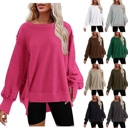 Damen Oversized Pullover Bequem Lässig Weite Ärmel - IdealeKleiden