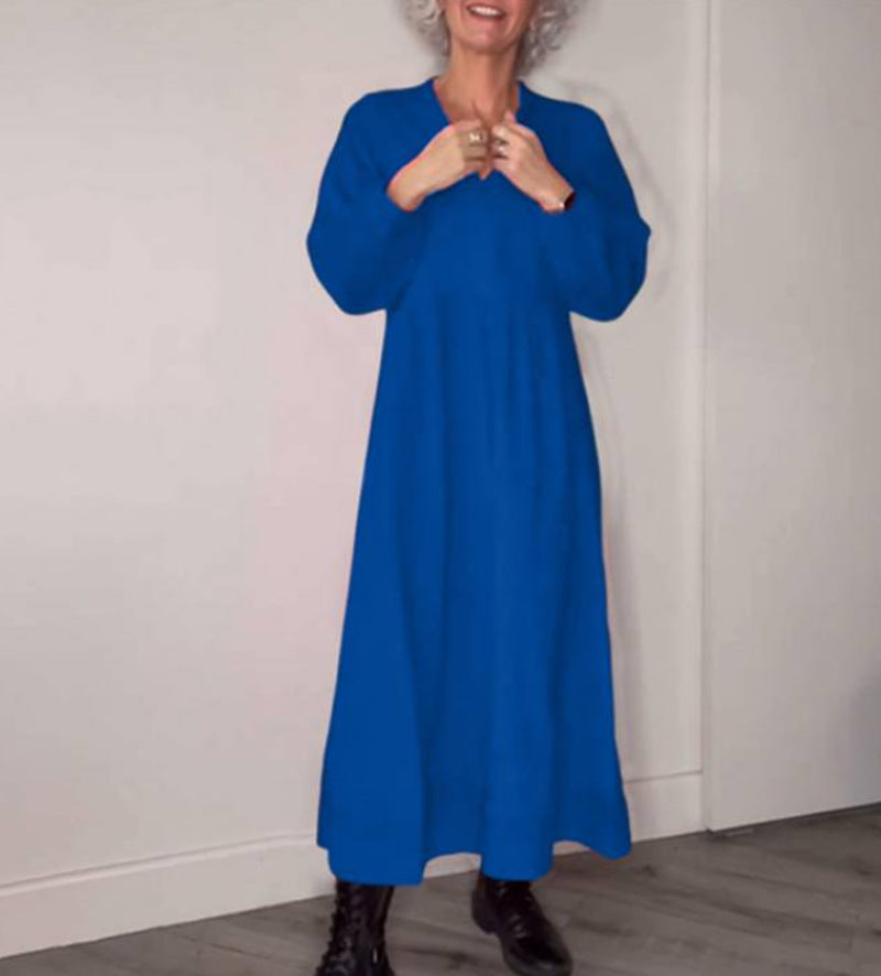 Women's Maxi Dress Elegant V-Neck Long Sleeve