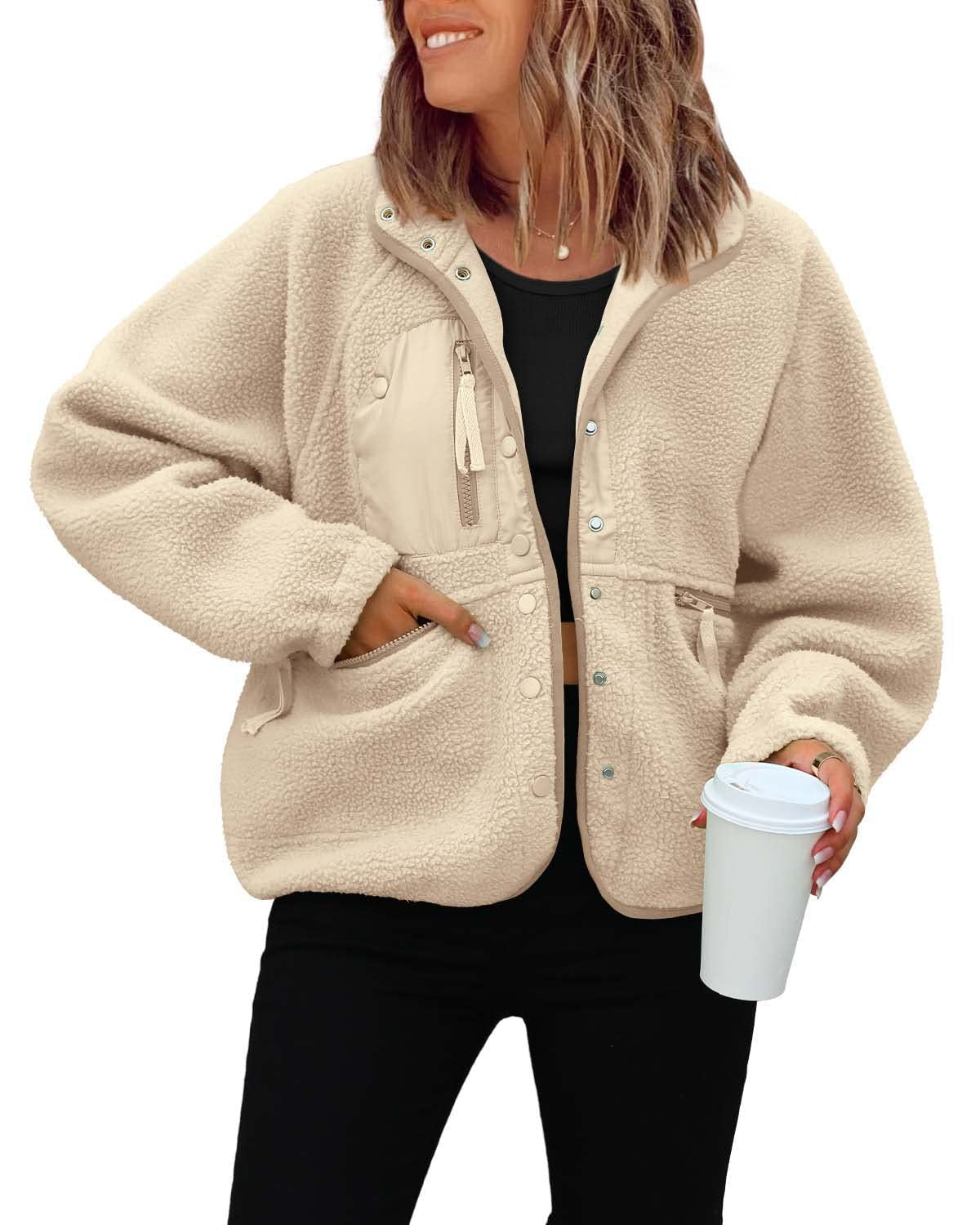 Women's Fleece Jacket Soft and Warm with Pockets