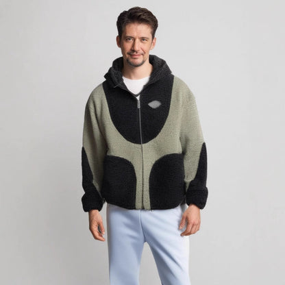 Men's Teddy Jacket Comfortable Contrast Stitching Winter Jacket