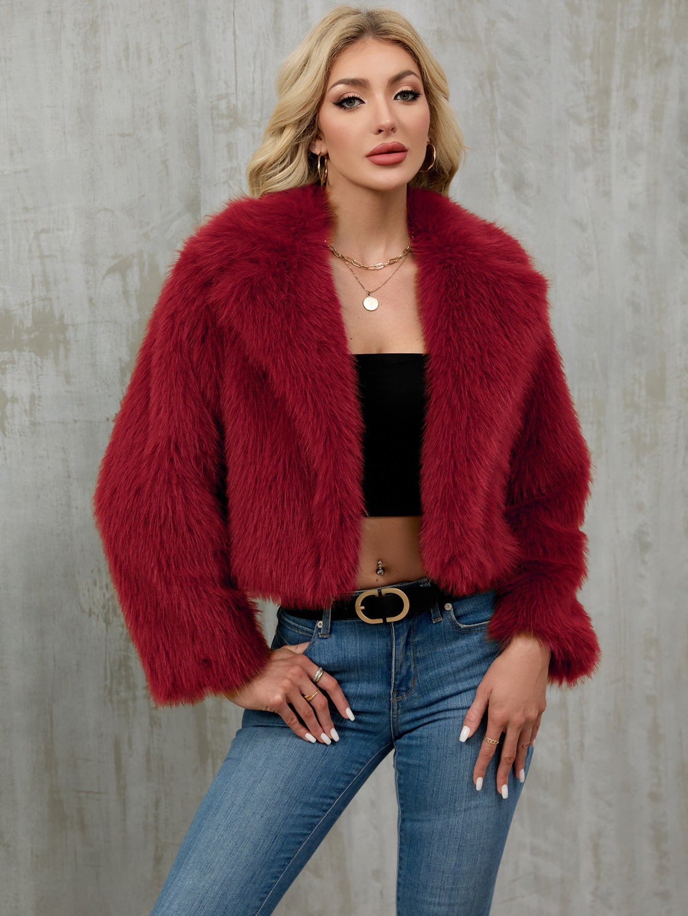 Women's Elegant Faux Fur Bolero Jacket