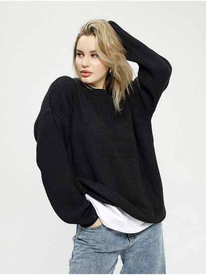 Women's Chunky Knit Sweater Comfortable Crew Neck