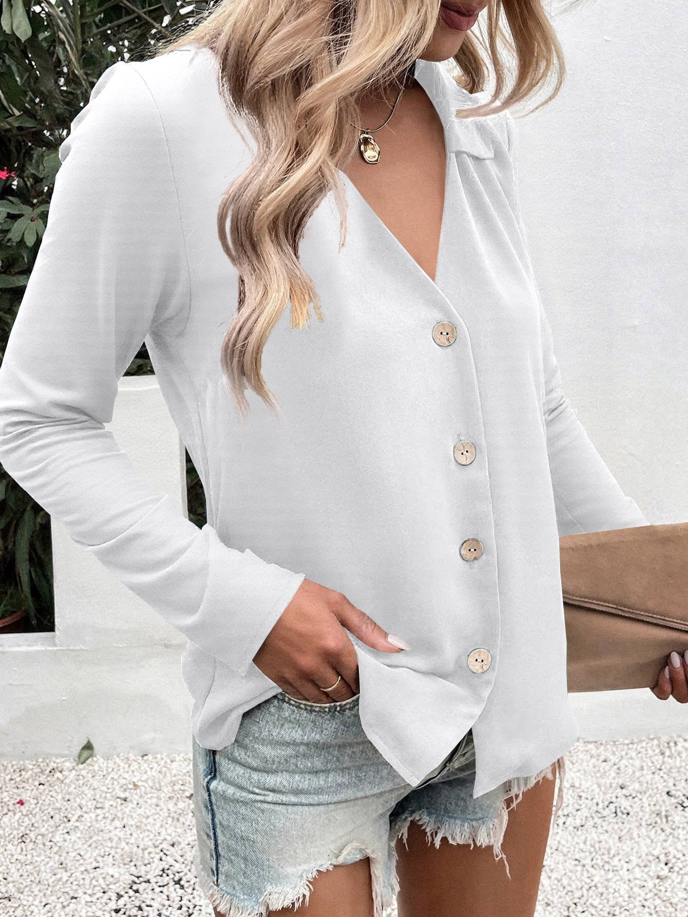 Women's Blouse Chic Button-Down Elegant Top