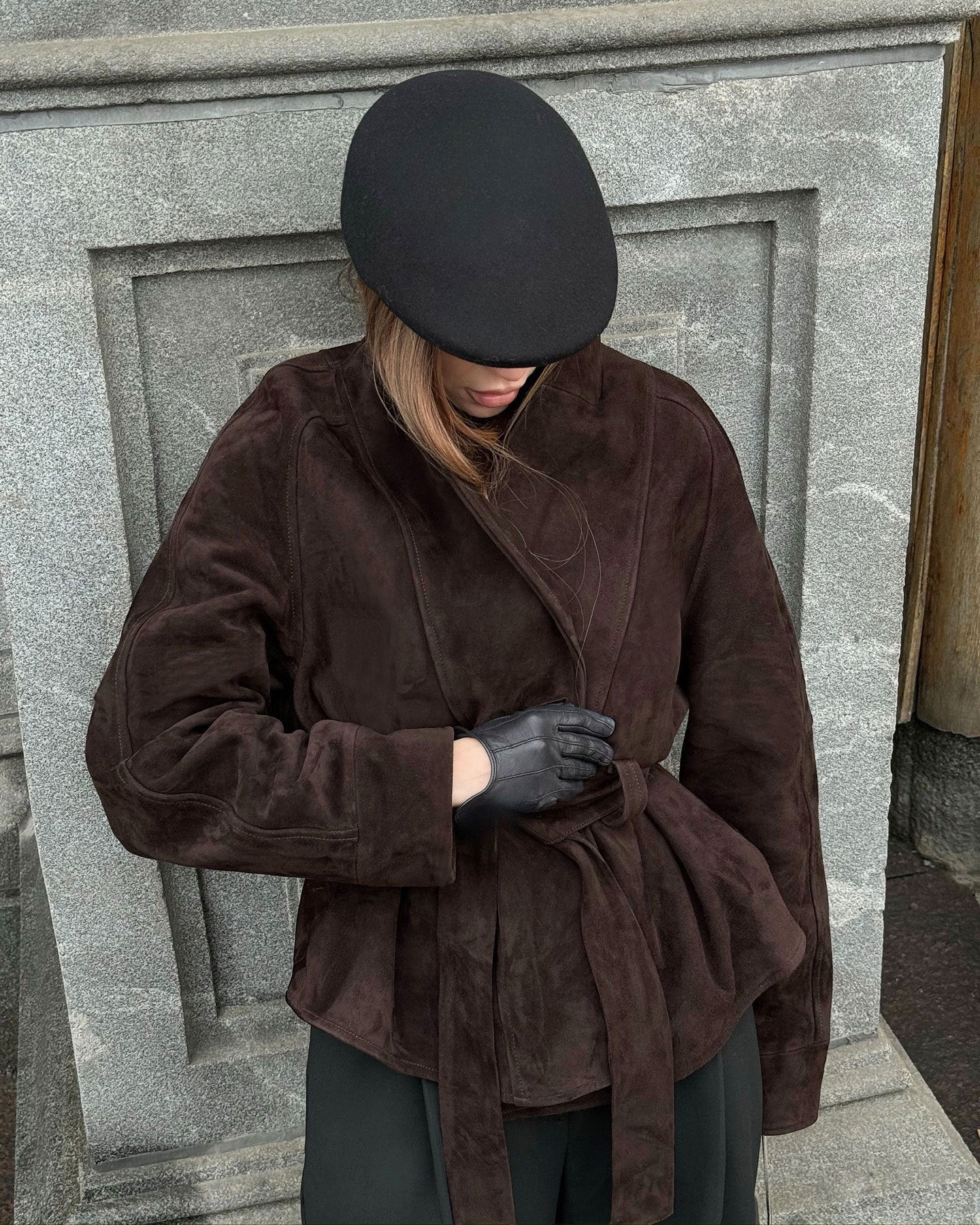 Edler Nubuk Mantel Wildleder Langarm Jacke - IdealeKleiden