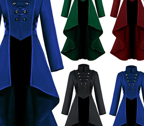 Women's Asymmetric Stand-Up Collar Coat Elegant Design