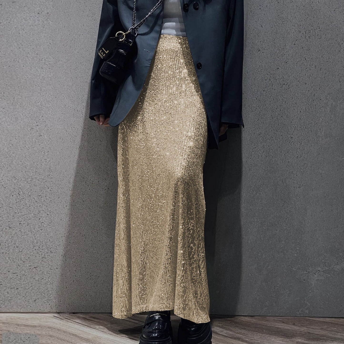 Women's Maxi Dress Glittering Elegant High-Waisted