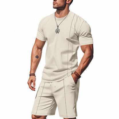 Men's Sports Outfit Short-Sleeve Shirt and Shorts Breathable