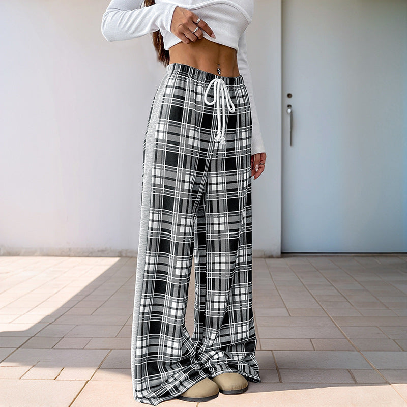 Women's Plaid Pants Comfortable Adjustable