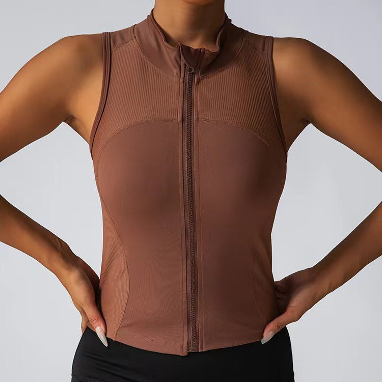 Women's Elegant Fitness Top with Zipper