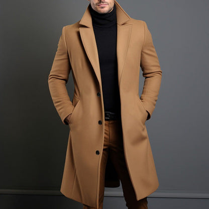 Classic Women's Trench Coat Tailored Wool Blend Knee-Length