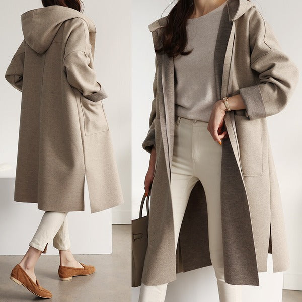 Damen Wollmantel Elegant Lang - IdealeKleiden