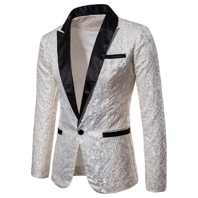 Men's Velvet Blazer Elegant Pattern Black