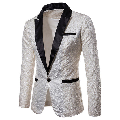 Men's Velvet Blazer Elegant Pattern Black