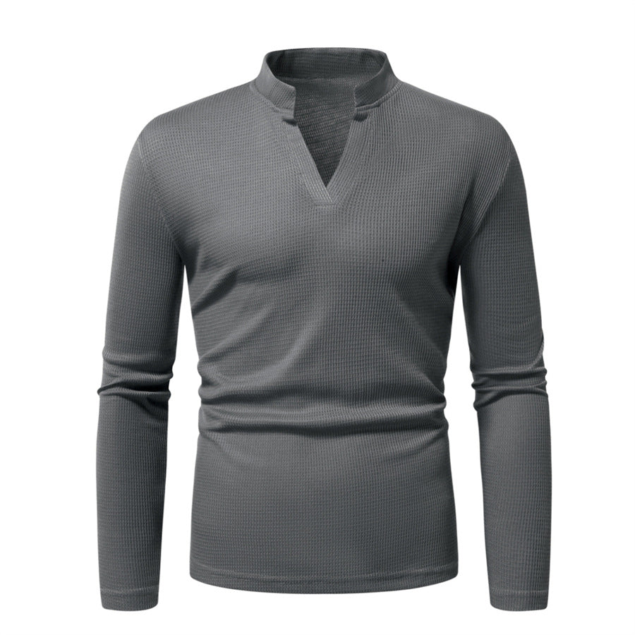 Men's Long-Sleeve Shirt Modern Stand-Up Collar Structured