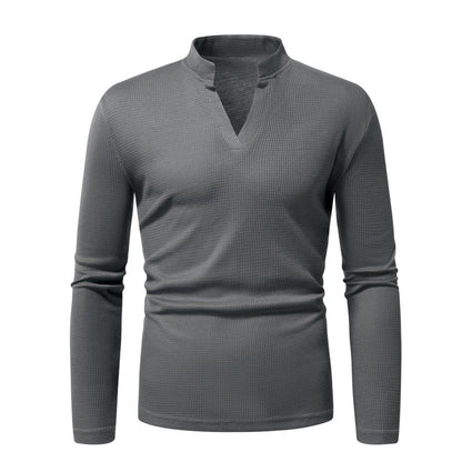 Men's Long-Sleeve Shirt Modern Stand-Up Collar Structured