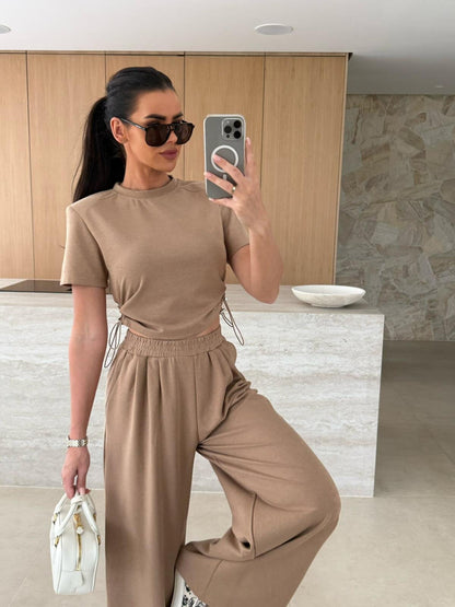 Women's Sport Set Crop Top Jogging Pants Comfortable