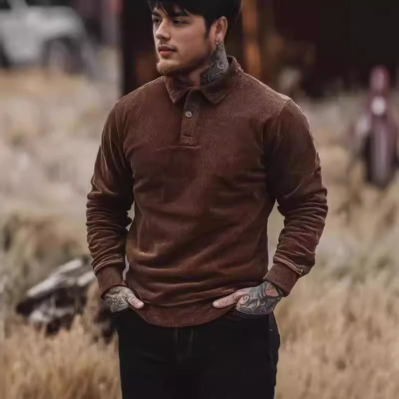 Men's Polo Shirt Classic Modern Button Placket