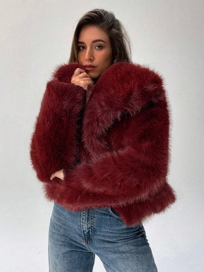 Women's Stylish Faux Fur Jacket Oversized Sleeves Trendy