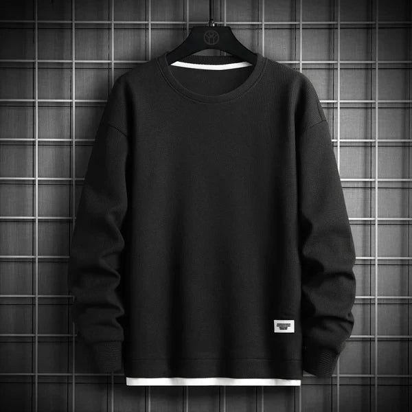 Waffle Knit Round Neck Soft Sweater