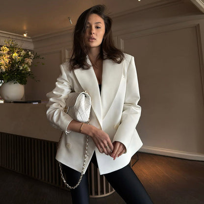 Damen Oversize Blazer Elegant Lang - IdealeKleiden