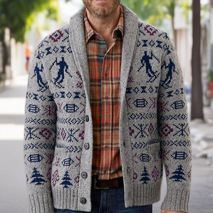 Men's Cardigan Norwegian Pattern Practical