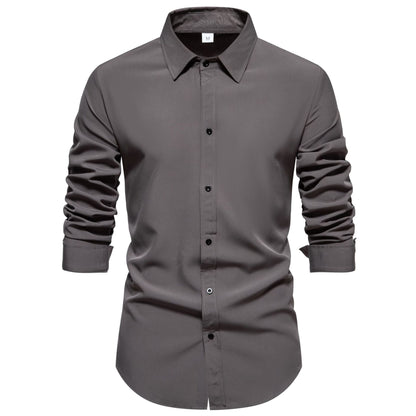 Men's Long-Sleeved Cotton Shirt Modern Fit