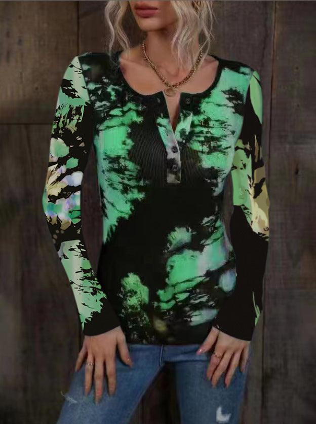 Women's Long-Sleeve Shirt Colorful Gradient Trendy