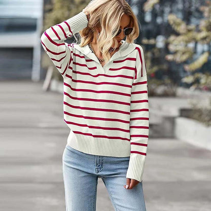 Women's Striped Knitted Winter Sweater