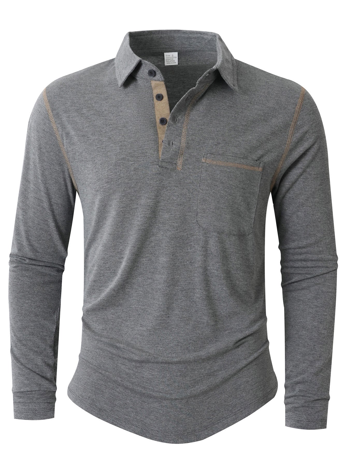 Men's Long-Sleeve Polo Shirt Elegant Sporty